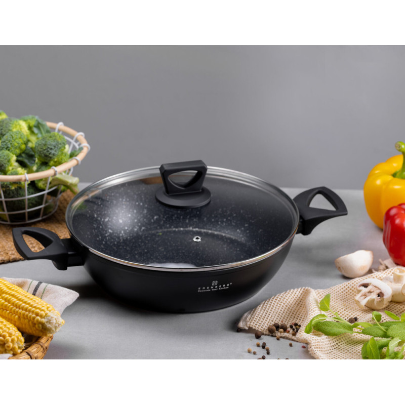 Garnek marmurowy 3.7 L z pokrywką Edenberg EB-7464 28x7.5 cm indukcję gaz