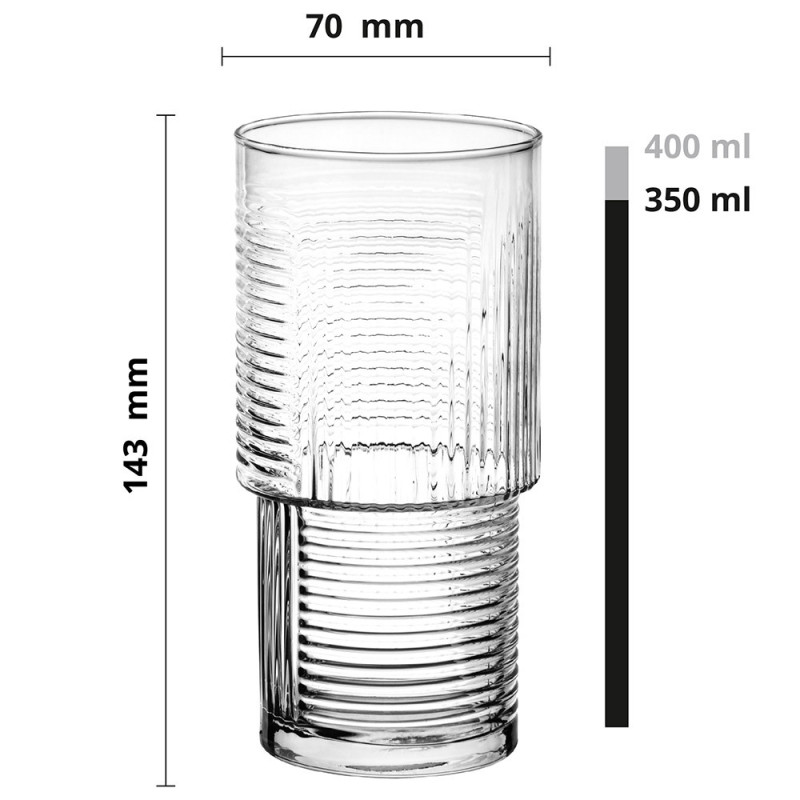 Szklanki do napojów soków wysokie Glasmark Helena 350 ml zestaw 6 szklanek