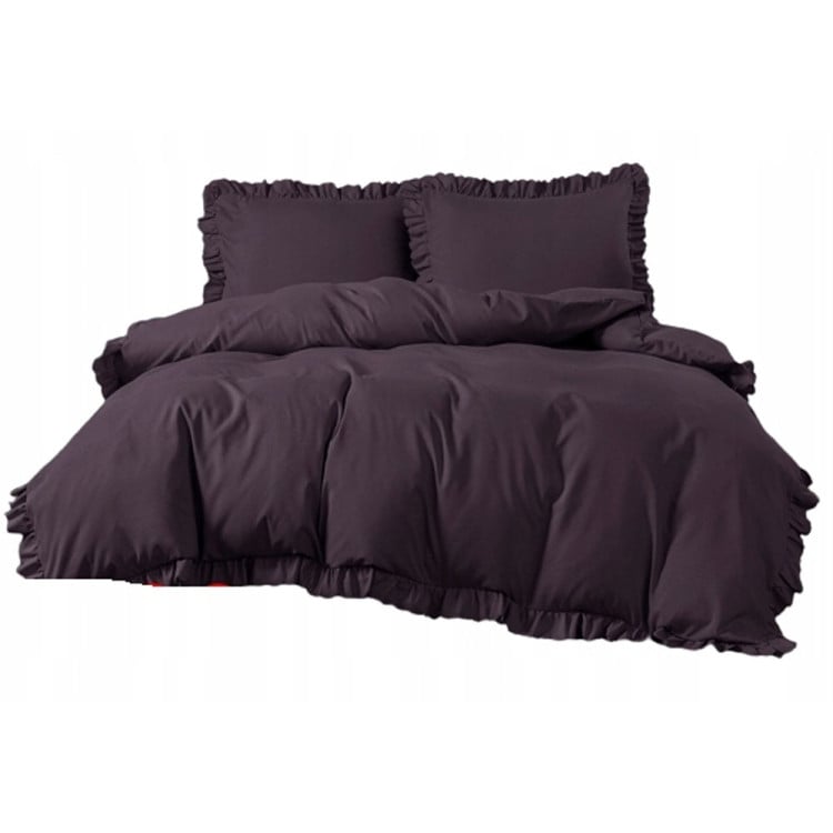 Pościel z falbanką 140x200 mikrofibra Cotton World 2 części 2590 brązowa