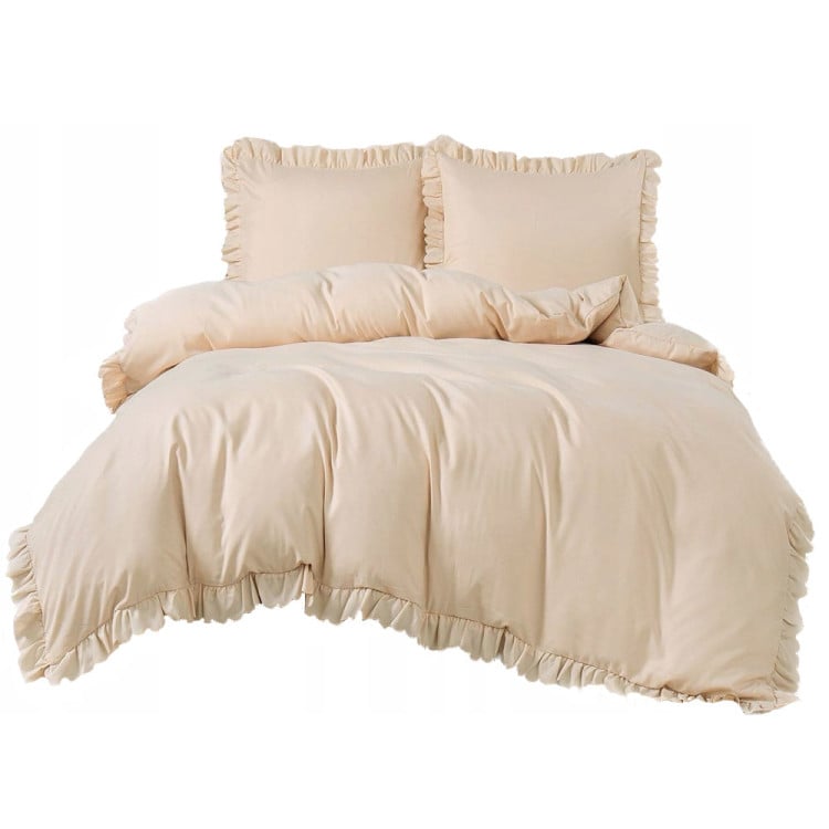 Pościel z falbanką 140x200 mikrofibra Cotton World 2 części 2592 beżowy