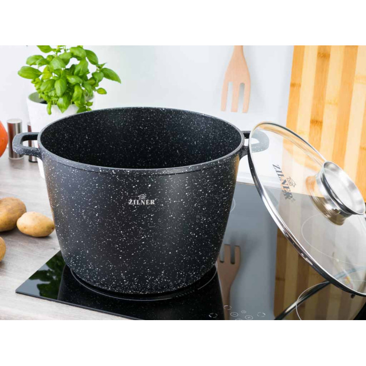 Garnek granitowy z pokrywką 28 cm Zilner ZL 7010 na indukcję 10.2 L Garnek granitowy z pokrywką 28 cm Zilner ZL 7010 na indukcję 10.2 L