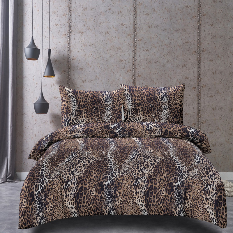 Pościel 200x220 bawełna satynowa Cotton World gruba 3 części 2667 panterka
