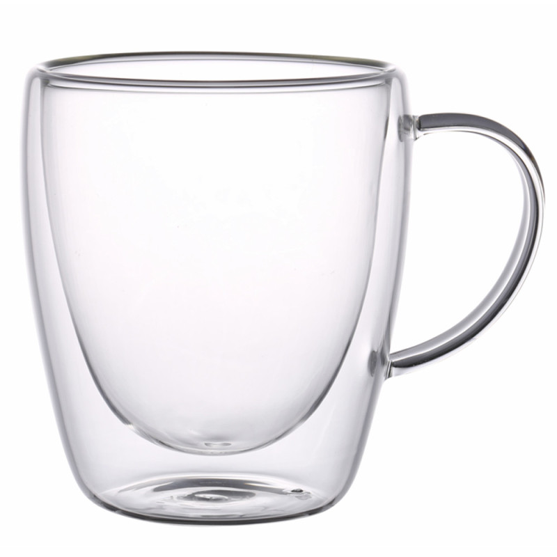 Szklanki termiczne z białym uchem Renza 300 ml do kawy latte komplet 2 szt MGHOME
