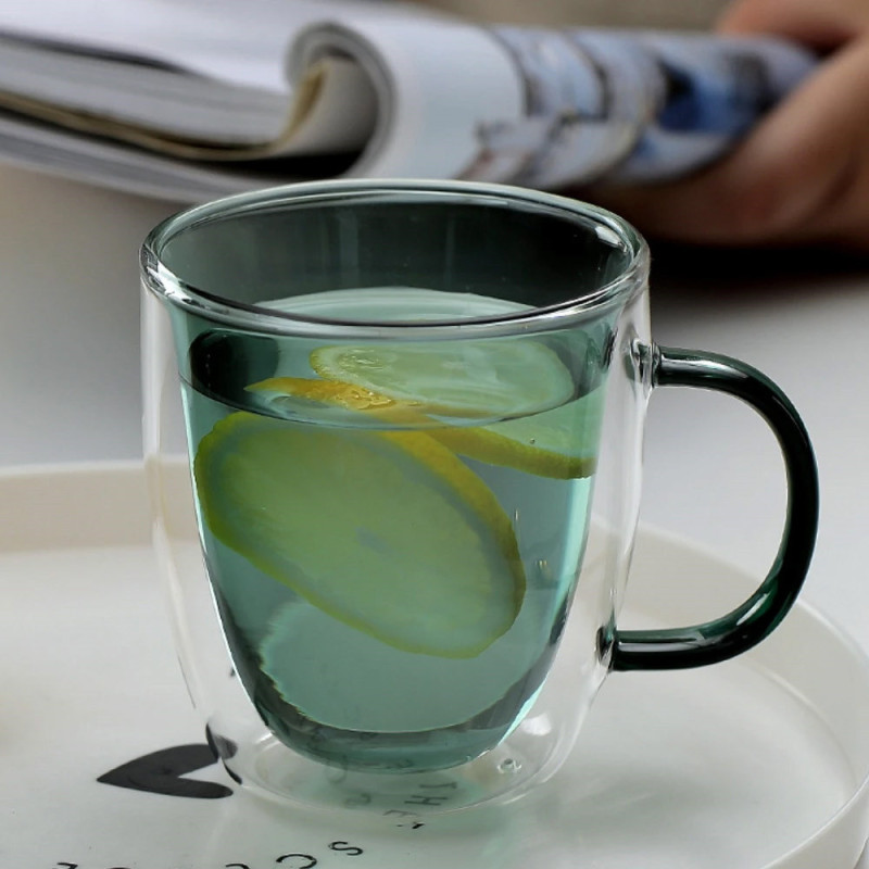 Szklanki termiczne z zielonym wnętrzem 300 ml komplet 6 szt MGHOME