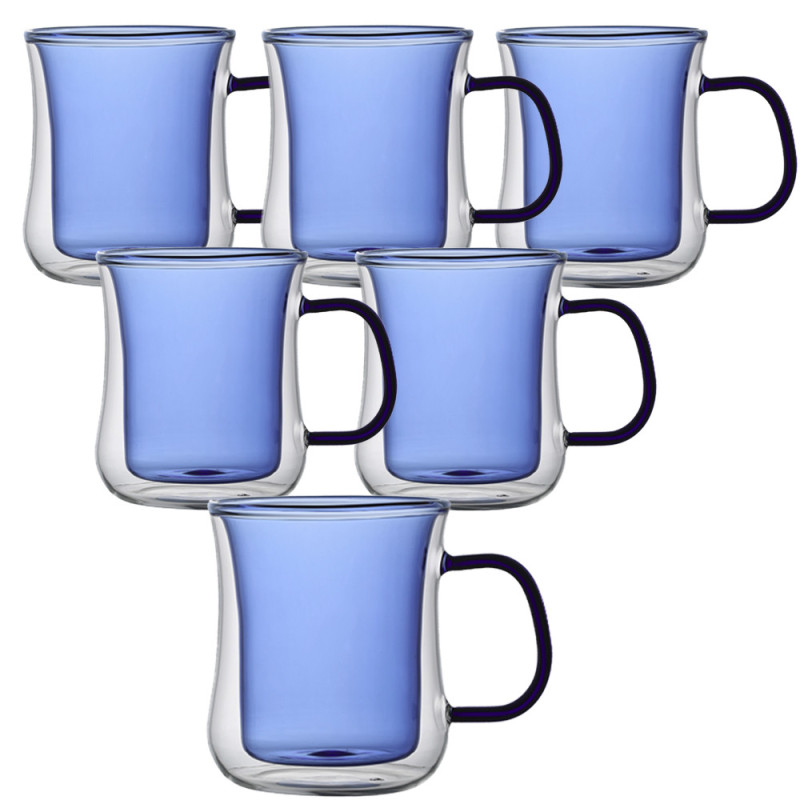 Szklanki termiczne z niebieskim wnętrzem 300 ml komplet 6 szt MGHOME