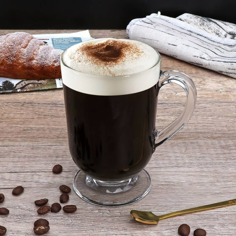 Szklanki z uchem 310 ml Altom Werona kubki do herbaty kawy latte macchiato komplet 6 sztuk w zestawie z długimi łyżeczkami