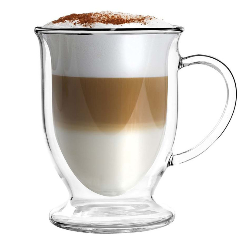Szklanki termiczne z uchem Kubas 370 ml do kawy latte komplet 6 sztuk Kamille 9014