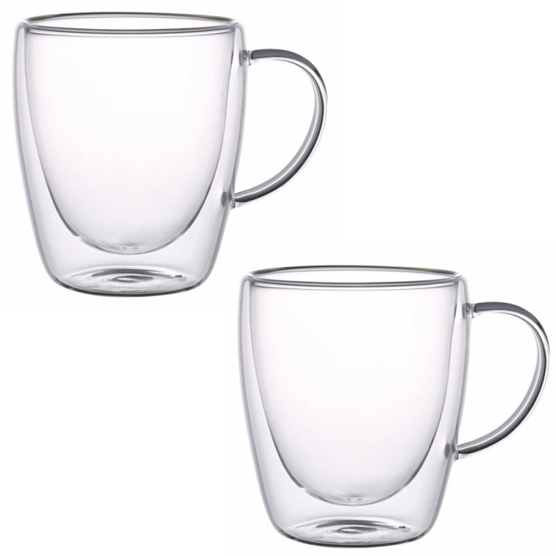 Szklanki termiczne z białym uchem zestaw 6 sztuk Renza 300 ml do kawy latte herbaty MGHOME