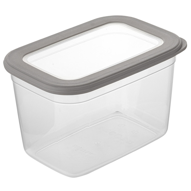 Zestaw 5 pojemników do żywności prostokątny 670/800/1200/1300/2300 ml przezroczysty z szczelną szarą pokrywką Florina Foodie