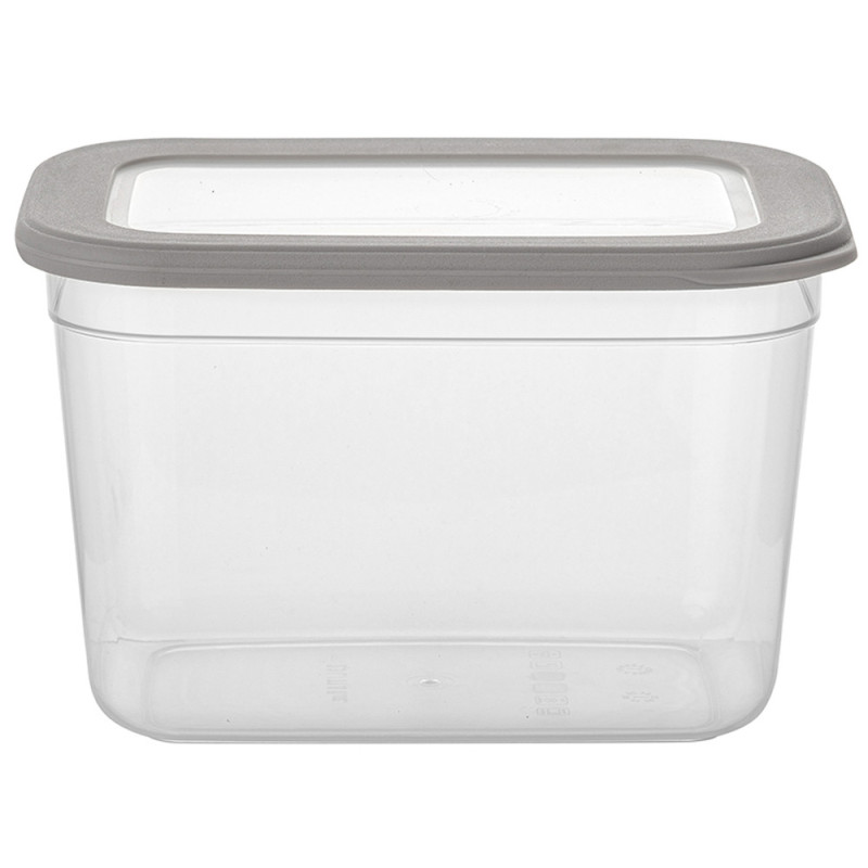Zestaw 5 pojemników do żywności prostokątny 670/800/1200/1300/2300 ml przezroczysty z szczelną szarą pokrywką Florina Foodie