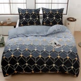 Pościel 200x220 bawełna satynowa dwustronna  GierekHoff gruba 3 części GH 3009 ciemna w heksy