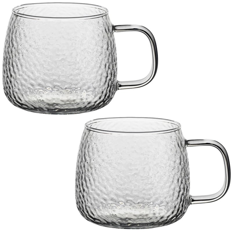 Szklanki z uchem Savia 500 ml do kawy latte komplet kuków szklanych 2 sztuki Florina 3K 1016