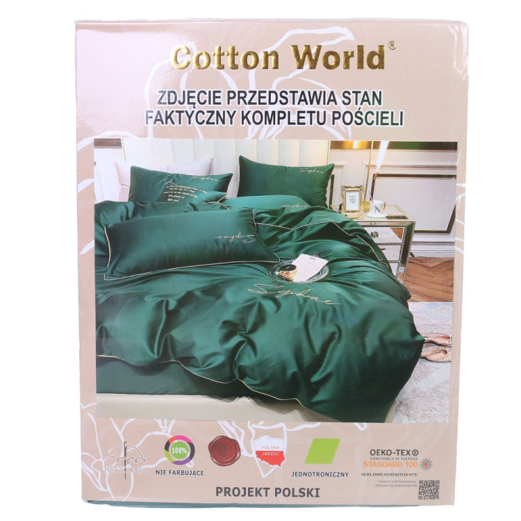 Pościel haftowana 200x220 mikrofibra Cotton World 3 części 2603 zieleń