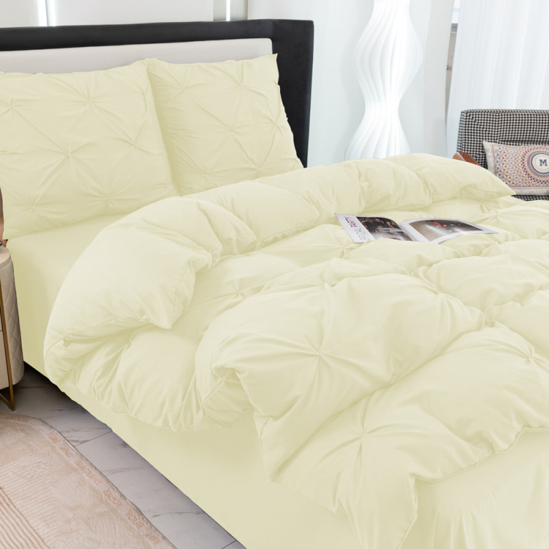 Pościel 160x200 luksusowa Cotton World gruba 3 części 2717 kremowa
