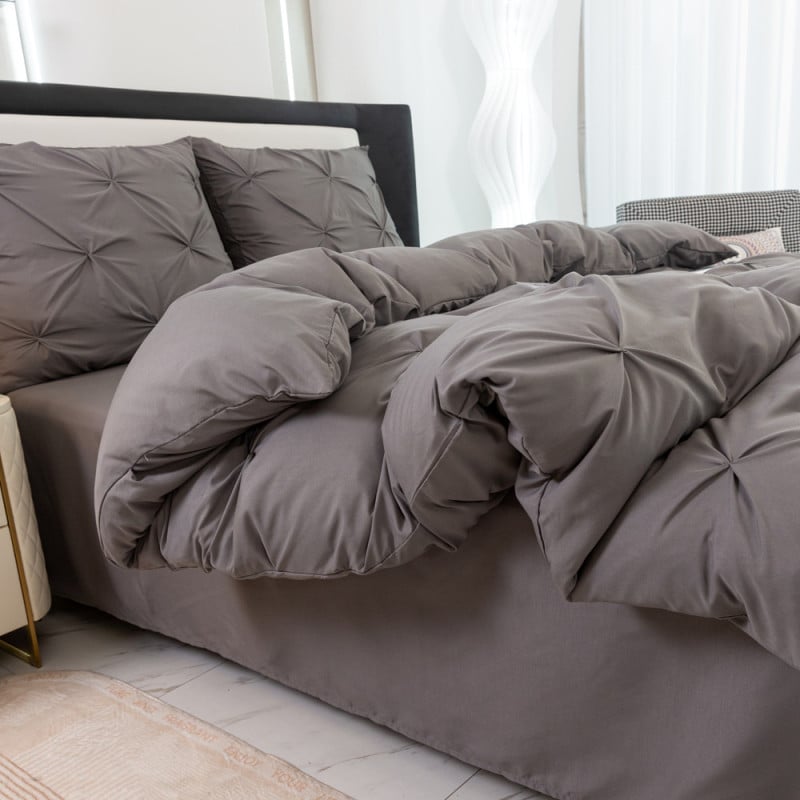 Pościel 160x200 luksusowa Cotton World gruba 3 części 2719 ciemno-szara