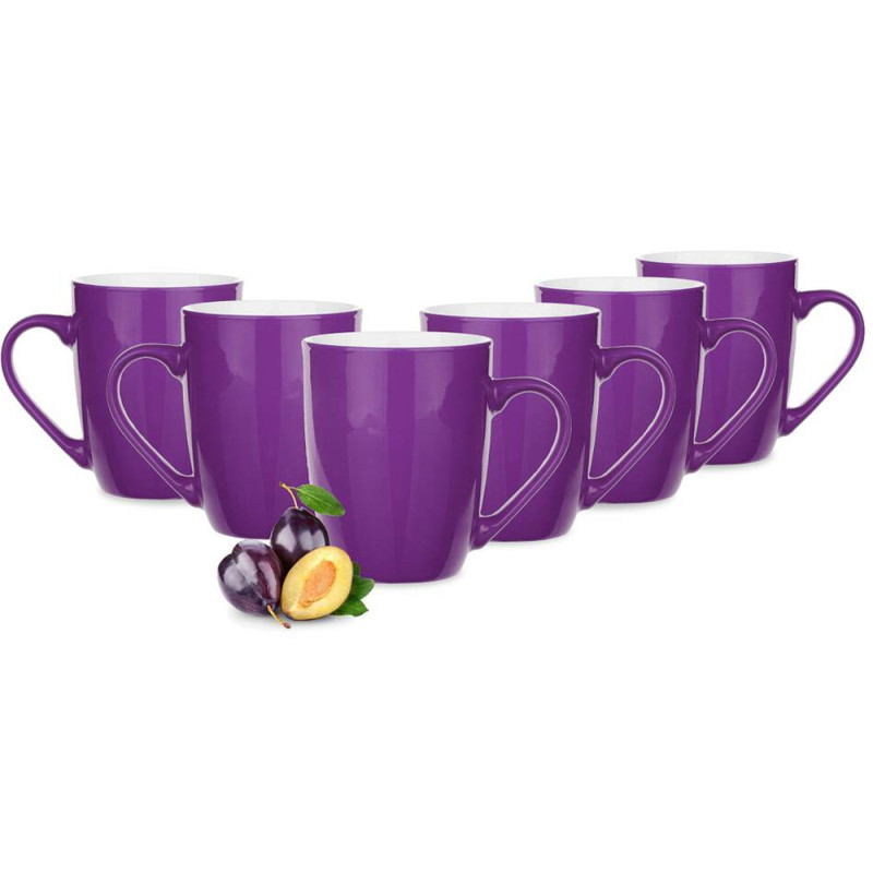 Kubki ceramiczne 300 ml zestaw 6 sztuk fioletowe Bruno Glasmark