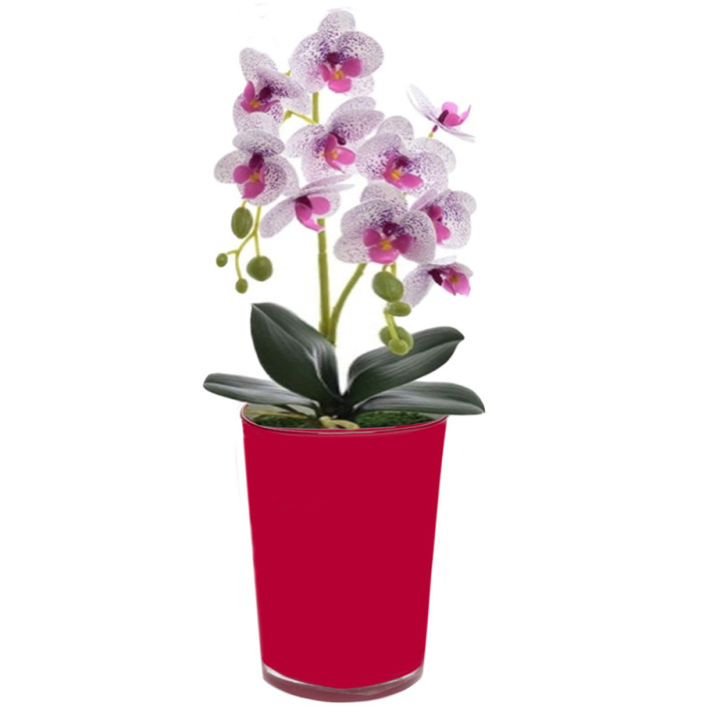 Wazon prosty fuksja osłonka szklana 20 cm Florina