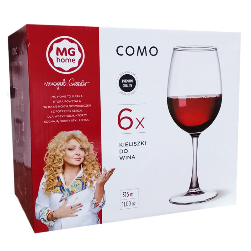 Kieliszki do wina 315 ml bezbarwne grube szkło Como MG Home