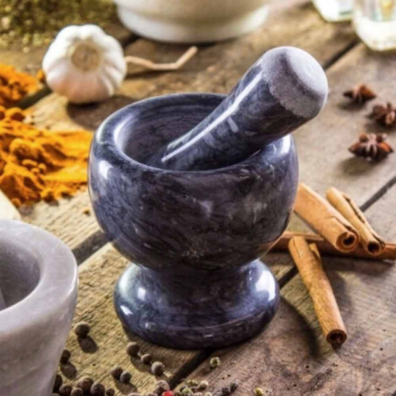 Moździeż kuchenny granitowy tłuczek do przypraw mały szary Krisberg KR-011