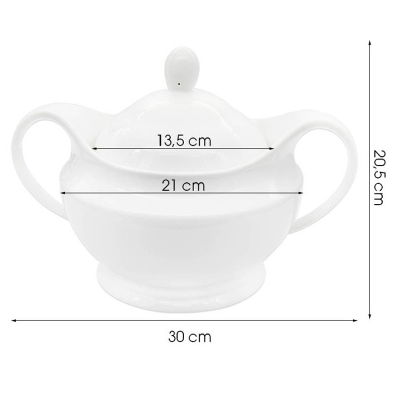 Waza ceramiczna biała do zup 2.5 L okrągła Bella Fiore Tragar 6829