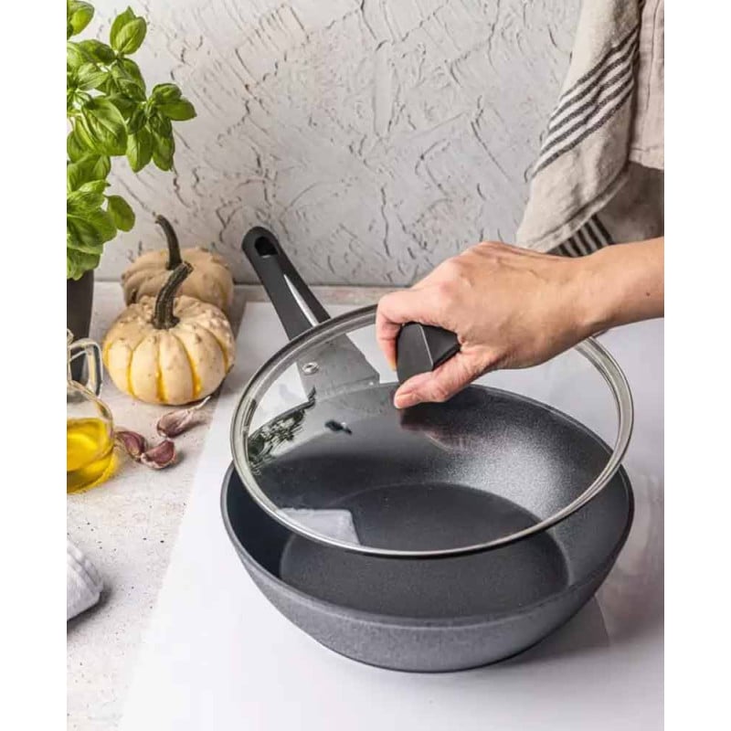 Patelnia głęboka z pokrywką 28 cm powłoka marmurkowa Klausberg KB 7692