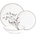 Serwis obiadowy porcelanowy Gemmo 18 elementów zestaw talerzy dla 6 osób biały nakrapiany