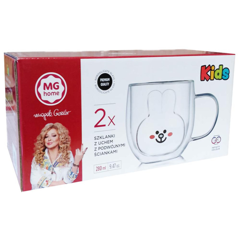 Zestaw szklanek termicznych 280 ml z uchem MG Home Królik komplet 2 sztuki 7105023185