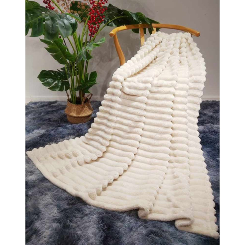 Koc biały 200x220 cm mikrofibra Cotton World miękki ciepły pled narzuta na łóżko