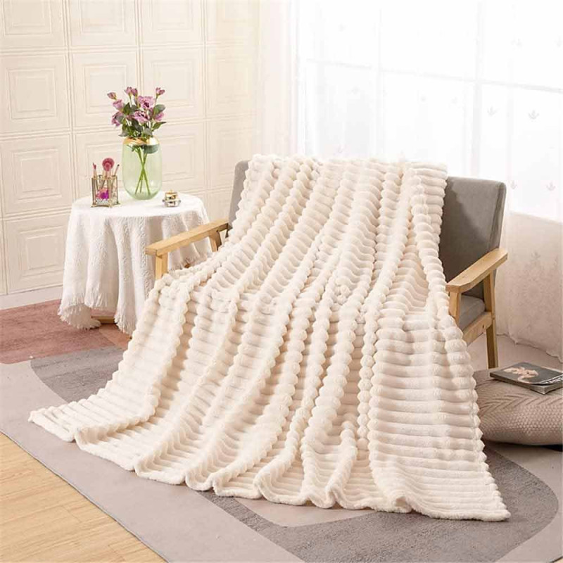 Koc biały 200x220 cm mikrofibra Cotton World miękki ciepły pled narzuta na łóżko