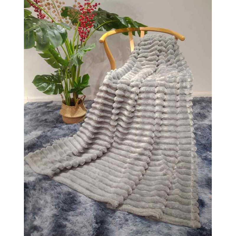 Koc szary 160x200 cm mikrofibra Cotton World miękki ciepły pled narzuta na łóżko