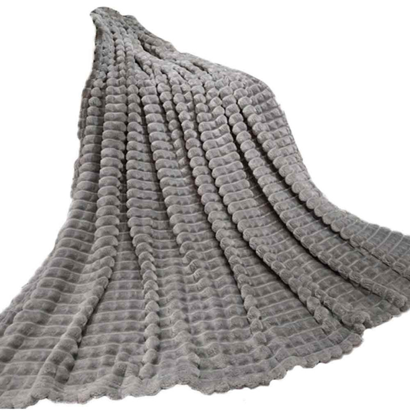 Koc szary 160x200 cm mikrofibra Cotton World miękki ciepły pled narzuta na łóżko