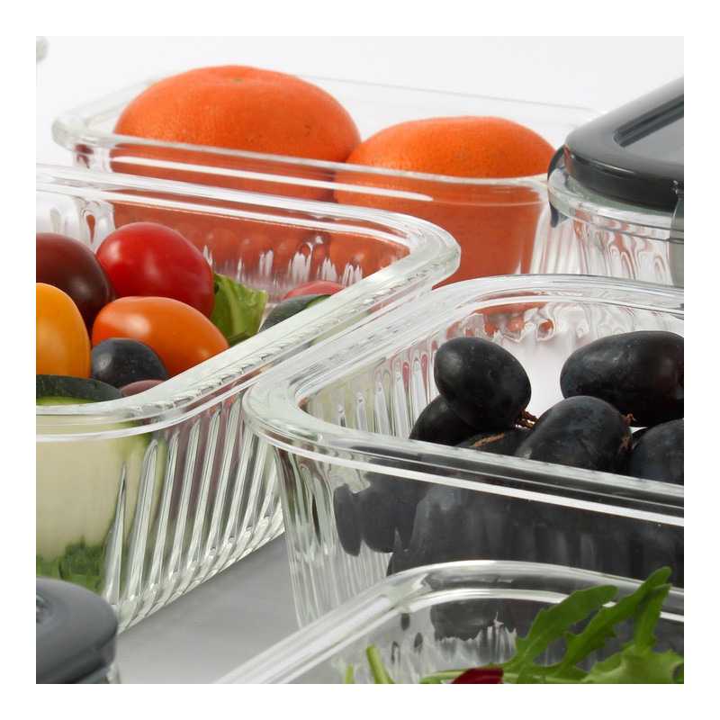 Zestaw 3 pojemników szklanych lunchbox MG Home Cucina 1500/1000/400 ml żaroodporne