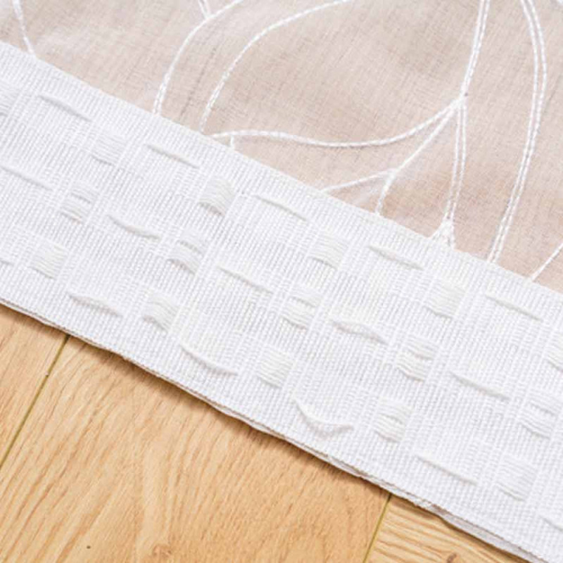 Firana biała z haftem 145x250 cm taśma Cotton World