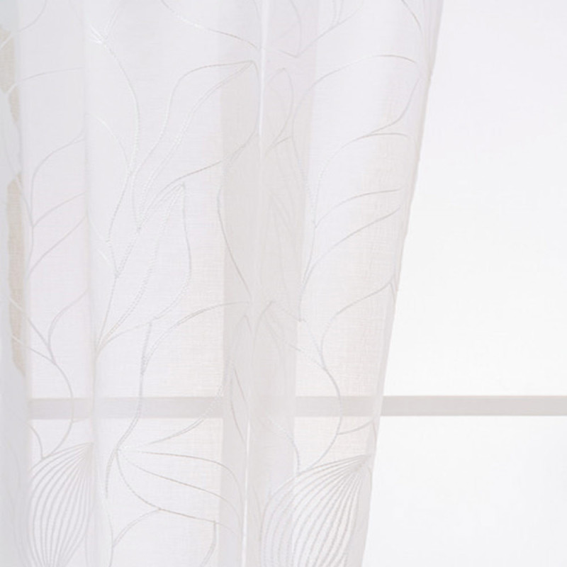 Firana biała z haftem 145x270 cm przelotka Cotton World