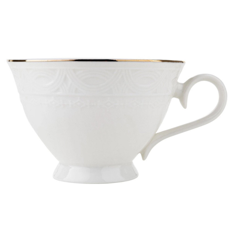 Serwis kawowy dla 2 osób Sima porcelana zestaw filiżanek ze spodkami 2+2 biały Florina