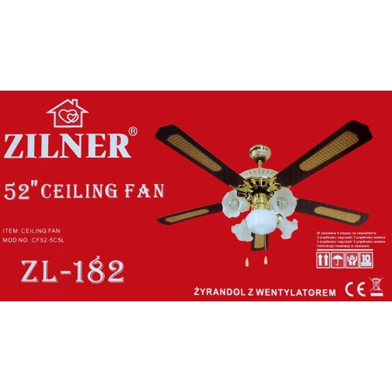 Wentylator wiatrak sufitowy żyrandol lampa Zilner ZL 182
