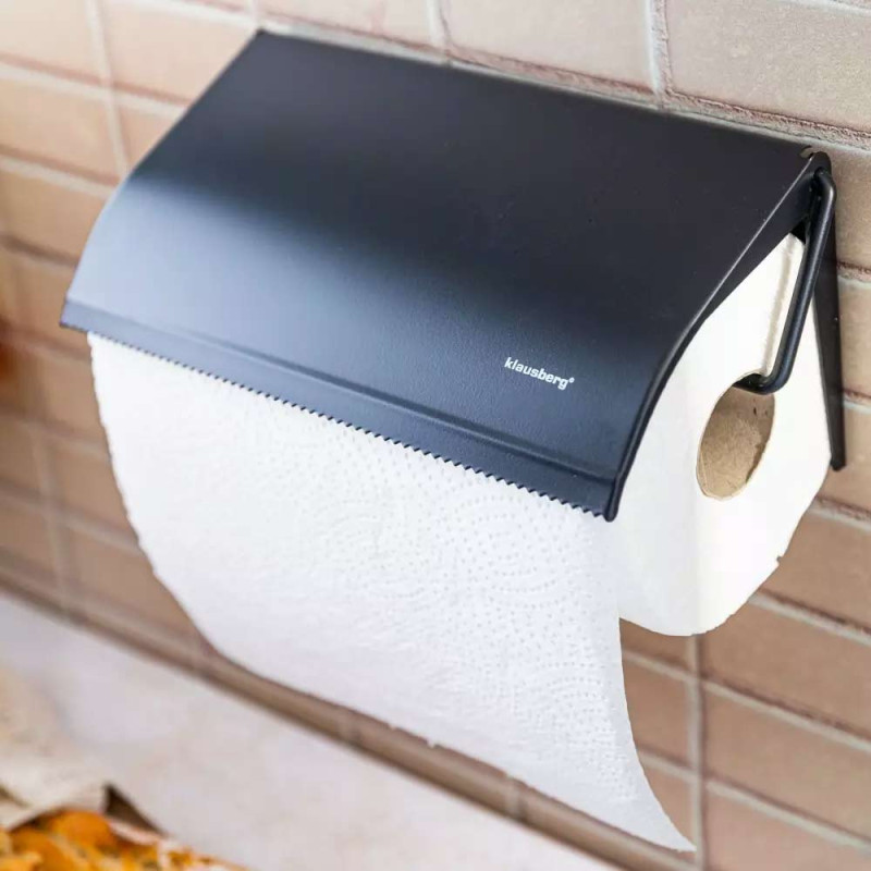 Uchwyt na ręcznik papierowy wieszak stalowy czarny Klausberg KB 7714