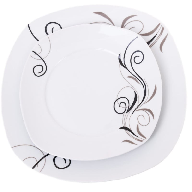 Serwis obiadowy porcelana 38 elementów komplet na 6 osób biały z serwisem kawowym + dodatki Violet VC 442