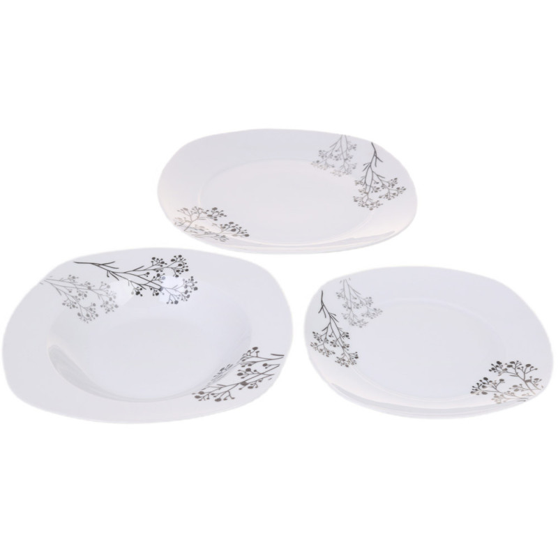 Serwis obiadowy porcelana 18 elementów komplet na 6 osób biały Violet VC 229