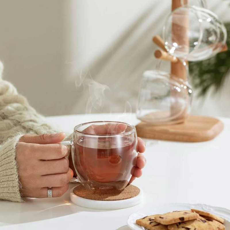 Szklanki termiczne 100 ml komplet 2 sztuk z podwójnymi ściankami małe filiżanki do espresso Kamille 9012