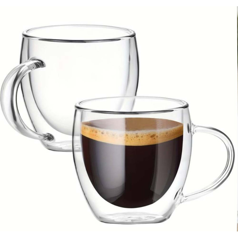 Szklanki termiczne 100 ml komplet 2 sztuk z podwójnymi ściankami małe filiżanki do espresso Kamille 9012