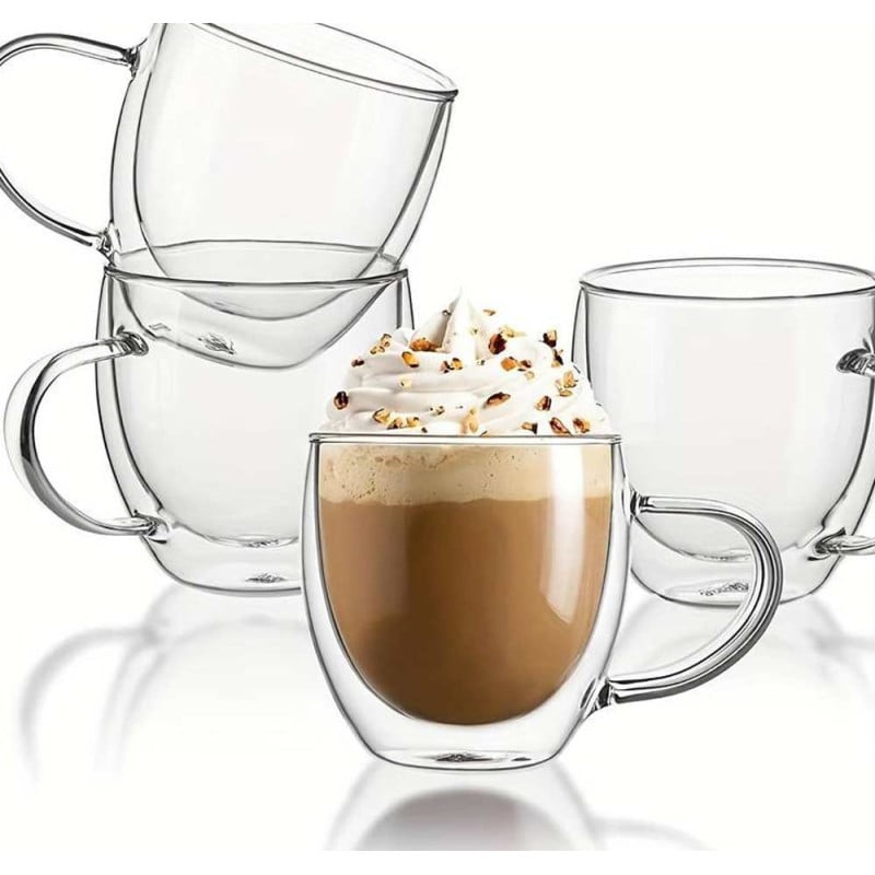 Szklanki termiczne 100 ml komplet 2 sztuk z podwójnymi ściankami małe filiżanki do espresso Kamille 9012