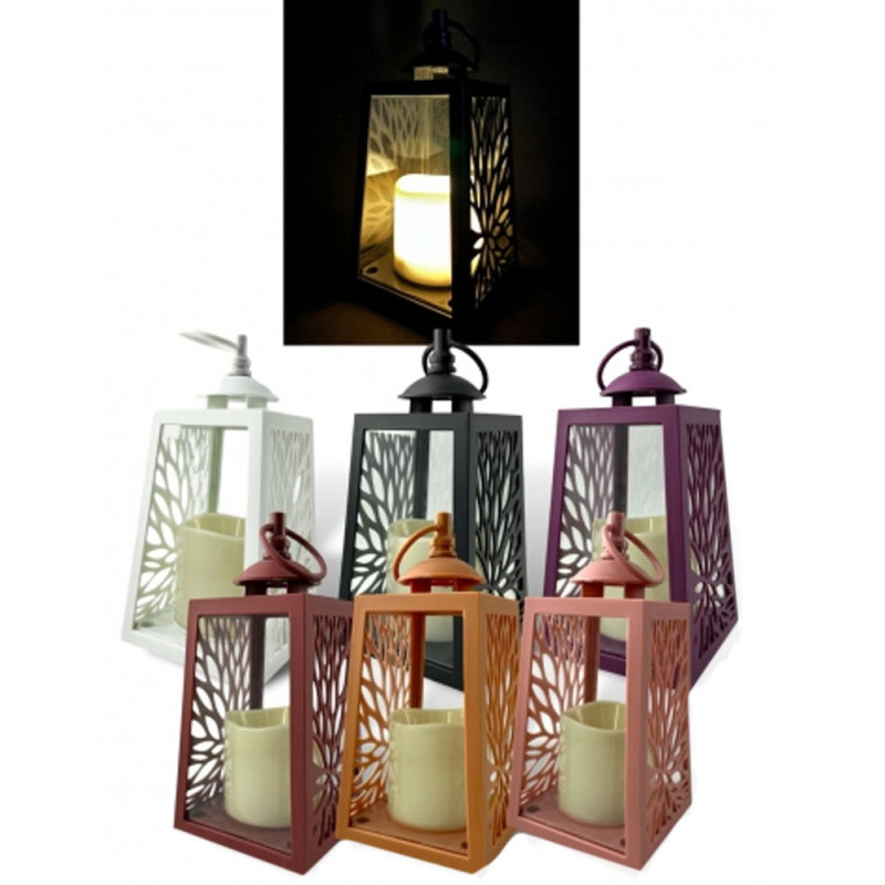 Lampion dekoracyjny z przeszklonymi ściankami 10x10x19 cm latarenka ażurowa mała czarna znicz Cortina
