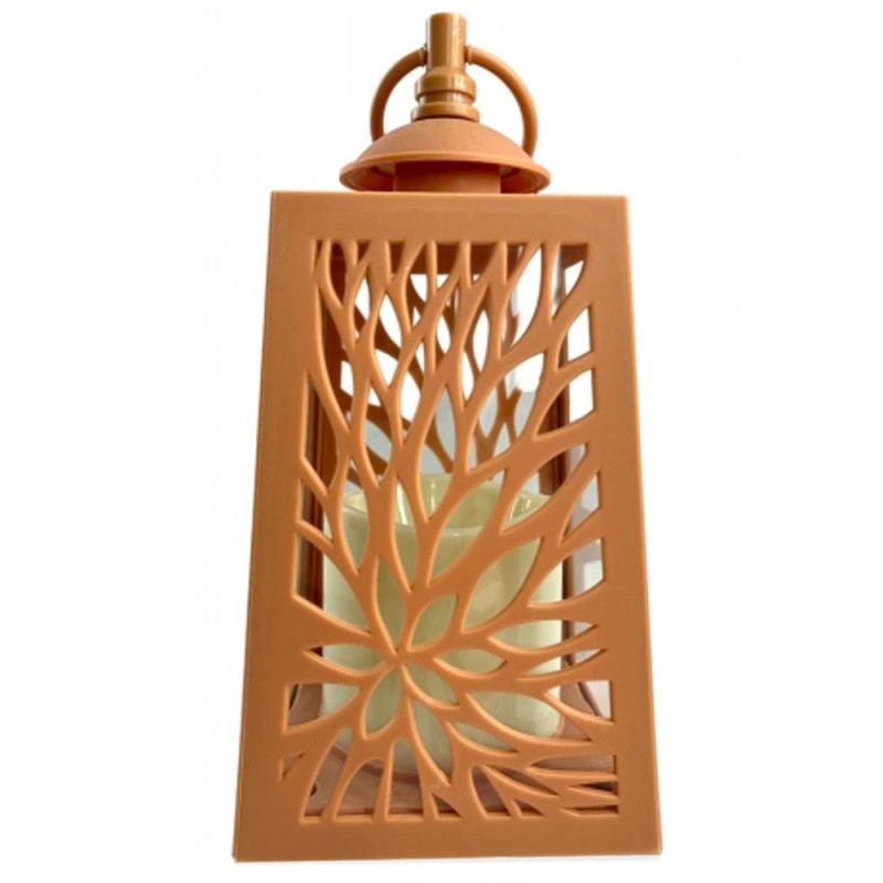 Lampion dekoracyjny z przeszklonymi ściankami 10x10x19 cm latarenka ażurowa mała znicz Sandstone Cortina