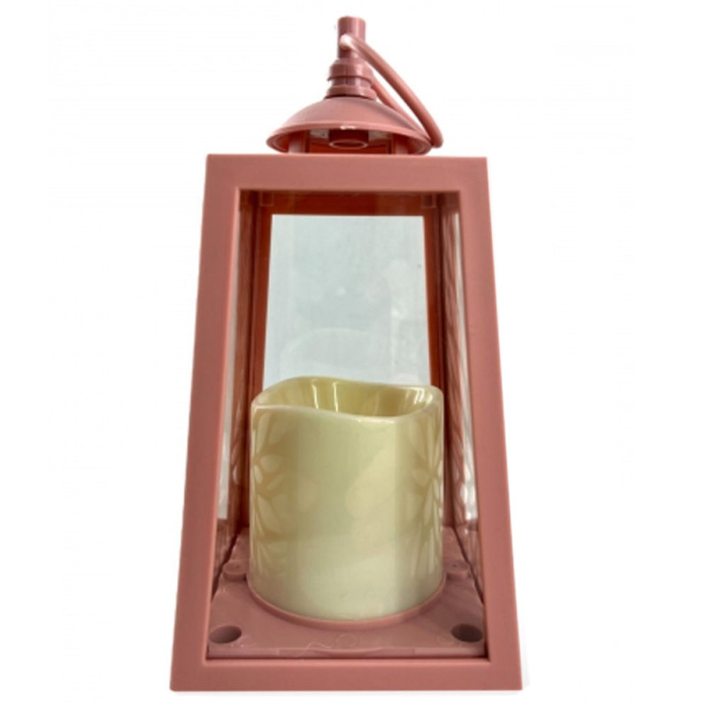 Lampion dekoracyjny z przeszklonymi ściankami 10x10x19 cm latarenka ażurowa mała znicz Rose Tan Cortina