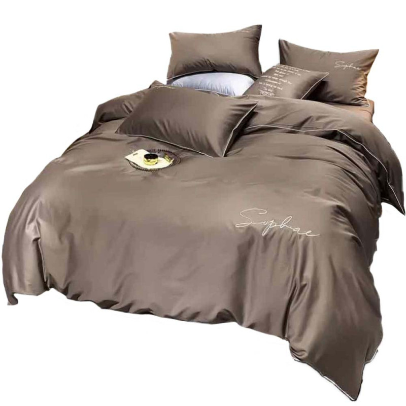 Pościel haftowana 160x200 mikrofibra Cotton World komplet 3 części 2600 beżowy