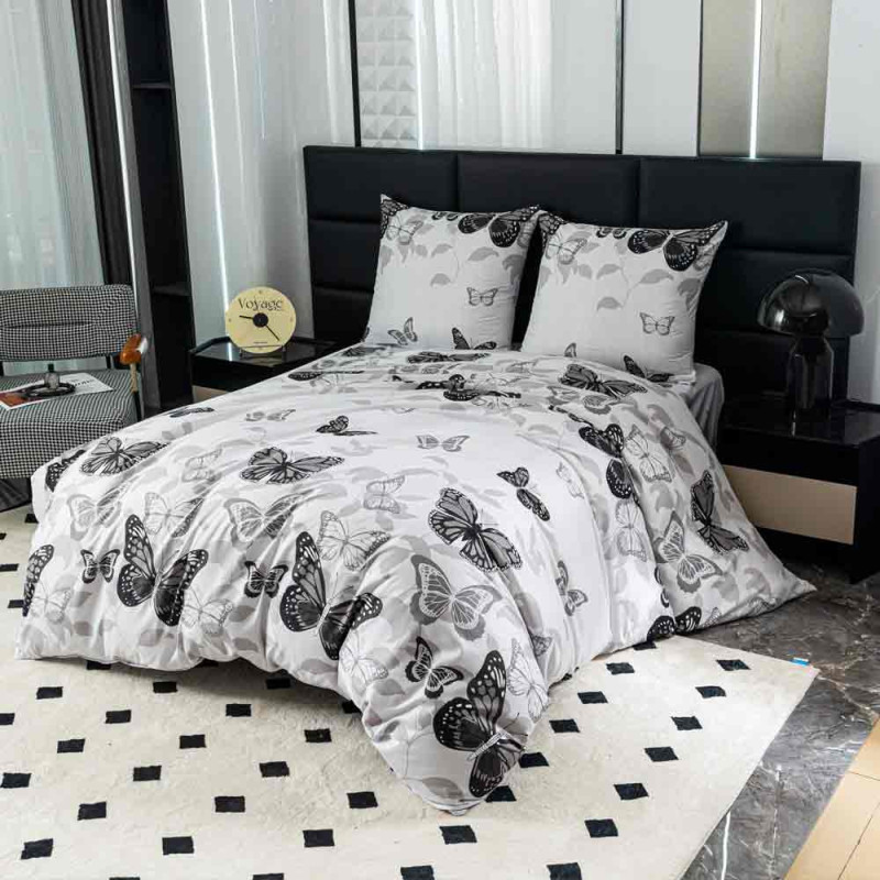 Pościel 200x220 mikrofibra Cotton World gruba komplet 3 części 2779 motyle