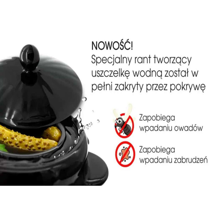 Beczka kamionkowa 3 litry hermetyczna do kiszenia ogórków kapusty czarna Bella Fiore