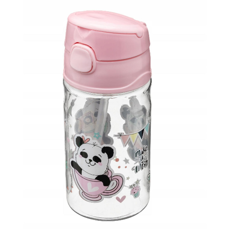 Bidon dla dziecka ze słomką 420 ml różowy Galicja Kids 11882