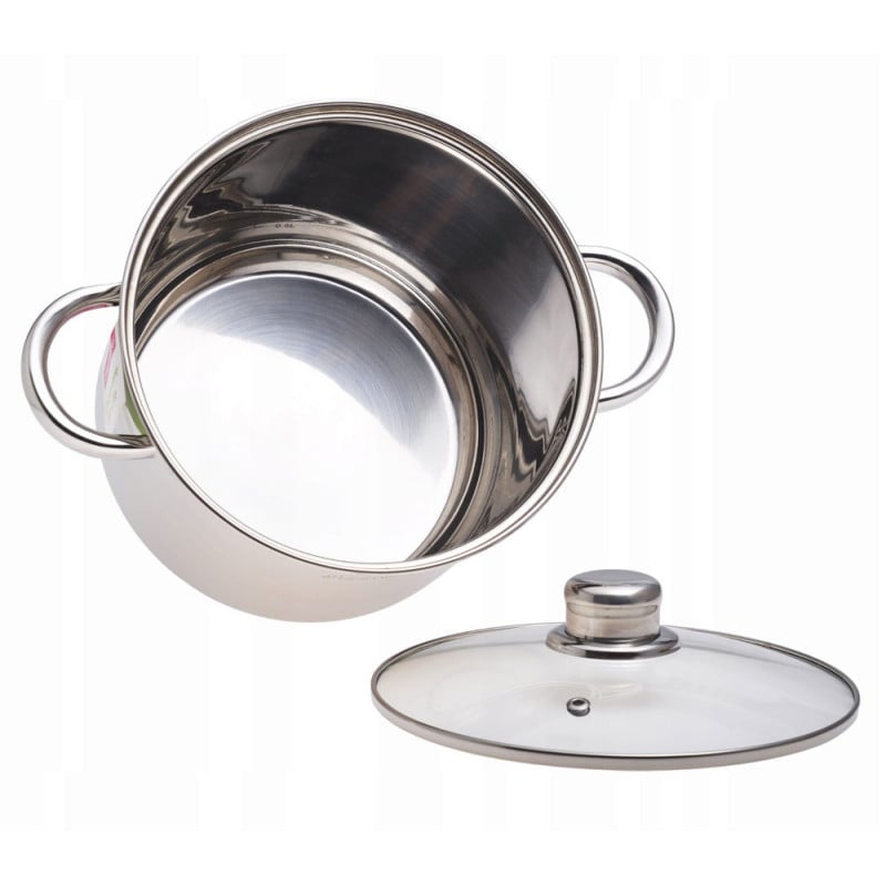 Garnek stalowy 8.5 L z pokrywką 24 cm duży gar nierdzewny Kamille 5403 indukcja gaz